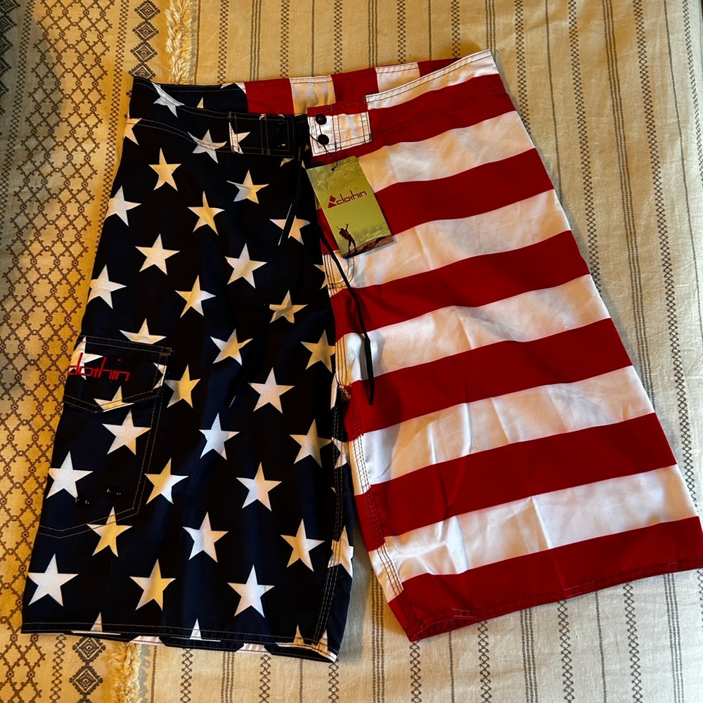 NWT Men’s Board Shorts-USA Print